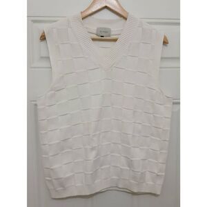 Alohas Spain womens large 100% cotton knit vest off white ivory